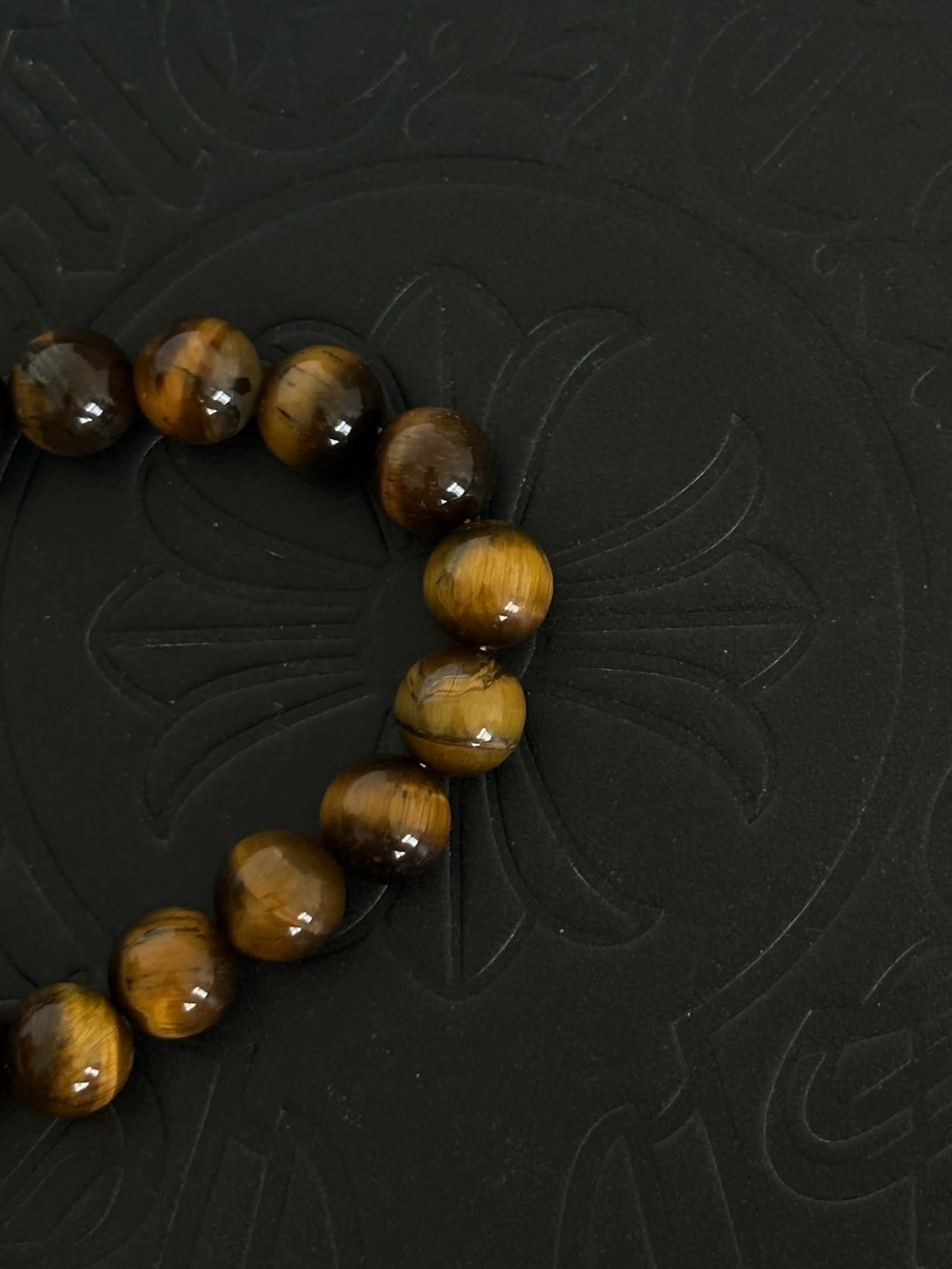 Chrome Hearts Tiger's Eye and White Quartz Beaded Bracelet